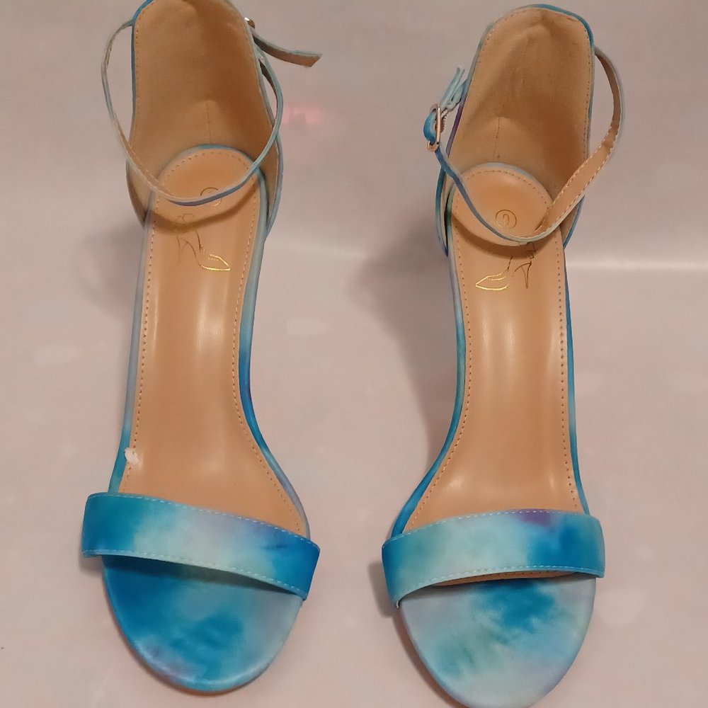 Perphy Tie Dye Ankle Strap Stiletto Heels Sandals for Women